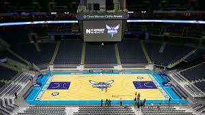 Rendering of the hornets' new court design that'll be used for classic night games this season, which marks the 30th anniversary of the nba in charlotte. Charlotte Hornets Unveil New Basketball Court Design