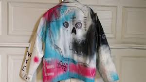 Lil Peep Coat Custom Leather Painted Skull Never Say Die Jacket Lil Peep Merch Auction Youtube