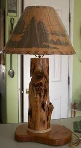 Cedar Wood Rustic Hand Made Lamp With Red Wood Base Naturewhispers Woodworking On Artfire Wood Lamps Rustic Lamps Driftwood Lamp