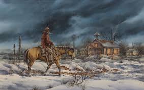 STEFAN KRAMAR (1921-2013) WESTERN WATERCOLOR WINTER SCENE sold at auction 