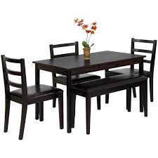 5 piece wood dining table set w/ bench