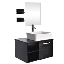 Include out of stock free standing no mounting wall mount bathroom tray bathroom vanity mirrors freestanding vanities over the toilet etageres sconces vanity lights. Elecwish 28 Bathroom Vanity Wall Mount Floating Cabinet Single Vessel Rectangle White Ceramic Sink Faucet Drain With Mirror Shelves Walmart Com Walmart Com