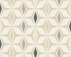 Geometrisches Retromuster Mit Farbigen Akzenten Im Scandinavian Style Grau Braun Weiss Skandinavische Tapete Tapete Beige Mustertapete