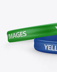 Download Two Glossy Silicone Wristbands Mockup In Apparel Mockups On Yellow Images Object Mockups