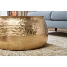 Home Decorators Collection Calluna Round Gold Metal Coffee Table With Storage And Hammered Finish 30 In W X 15 75 In H Dc19 6630 The Home Depot In 2020 Round Gold Coffee Table