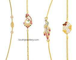 Side lockets for mangalsutra designs jewellery, thali chains side pendents with stoens. Simple Gold Chain Side Locket Designs