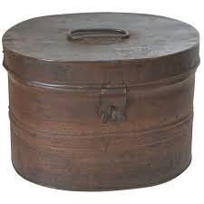 19th Century Original Brown Painted And Distressed Hat Box Brown Paint Distressed Hat Mid Century Modern Furniture