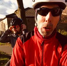 Saturday ride That fine stuff that soaks you through ( mizzle ) 🌧 At the  library 📚 Neil Temple , Rob Kirsty Moon,Mark Hemingway and myself. Off  into Dewsbury and up Leeds