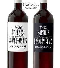 Two 2 The Best Parents Get Promoted To Grandparents Wine Etsy Small Wine Labels Wine Label Size Wine Label