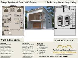 Apartment with garage floor plan. Garage Apartment 2 Bedroom House Plan No 149 3 2020 Living Etsy