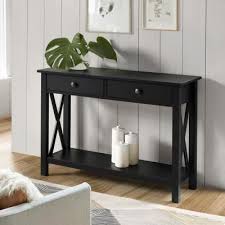 Linon Home Decor Ramsey Black Console Table Thd02084 The Home Depot In 2020 Black Console Table Wood Console Table Console Table Decorating