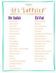 Art Supply List For Home Art Supplies List Homeschool Supplies Kids Craft Supplies