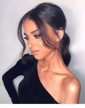 This wedding hairstyle for long hair is called waterfall braid is an interesting version of an ordinary down style. Wedding Hairstyle For Long Hair One Shoulder Black Dress And A Ponytail Ponytailhairstyles One Shoulder Black D Weddingtrend Home Of Bridal Trends The Hottest New Wedding Trends Straight From The Experts