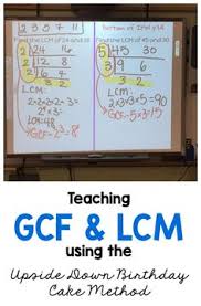 Gcf Lcm And Prime Factorization Using The Upside Down Birthday Cake Method Ladder Method Sixth Grade Math Prime Factorization Teaching Middle School Maths
