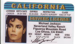 Michael Jackson the King of Pop novelty plastic collectors card Drivers  License