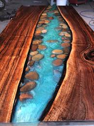River Table Wirh Walnut And River Stone Live Edge Coffee Etsy Wood Table Design Wood Resin Table Diy Resin Table