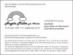 Traueranzeigen von Angela Müller | Aachen gedenkt