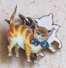 Echarmony Com Collection Porte Bonheur Good Luck Hand Painted Enamel Cat Bracelet Charm Porte Bonheur Cat Char Vintage Charm Bracelet Cat Bracelet Cat Charm