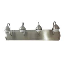 Led light bars or bath bars provide a rectangular strip of light that is typically installed above or on the sides of the mirror. Style Selections 4 Light Nickel Transitional Vanity Light Bar In The Vanity Lights Department At Lowes Com