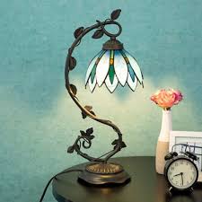 Tiffany Style Table Lamp Accent Flower Shape Stained Glass Home Desk Lamp Tiffany Style Table Lamps Glass Desk Lamps Tiffany Style Lamp