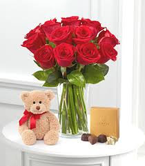 Simply chocolate summer bar & truffles 17pc. Valentines Roses With Teddy Bear And Chocolates