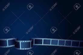Realistic 3D Cinema Film Strip In Perspective. Film Reel Frame Isolated On  Blue Background. Vector Template Cinema Festival With Place For Text. Movie  Design For Brochure, Poster, Banner Or Flyer. EPS Royalty