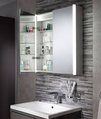 D bathroom storage wall cabinet with glass door in white. Bathroom Cabinet With Leds Hand Sensor And Soft Closing Doors