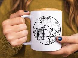 Pnw Circular Line Art Design Coffee Mug Pacific Northwest Etsy Line Art Design Line Art Art Design