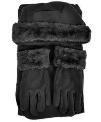 Cloche Fur Trim 3 Piece Fleece Hat Scarf Winter Gloves Women Fleece Hat Women Mittens