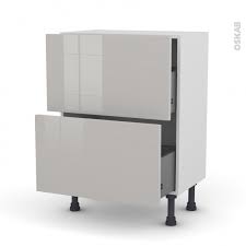 Shop with confidence on ebay! Meuble De Cuisine Casserolier Ivia Gris 2 Tiroirs L60 X H70 X P37 Cm Oskab