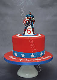 Gateau D Anniversaire Decore Theme Heros Marvel Captain America Photo Imprimee Sur Du Papier Gateau Anniversaire Gateau Anniversaire Garcon Gateau Super Heros