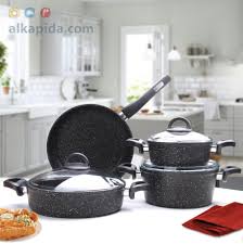 Karaca gris bio granit 7 parça tencere seti set i̇çeriği 18 cm tencere: Karaca Marina Bio Granit 7 Parca Tencere Seti Alkapida Com