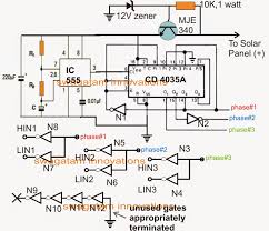 In This Post We Learn How To Design A Simple Solar 3 Phase Inverter Circuit Using Just A Few S Electronic Circuit Projects Circuit Projects Electronics Circuit
