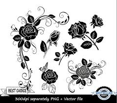 No 1 Black Rose Clipart Flower Clipart Floral Separately Png Vector Instant Download Commercial And Hand Drawn Flowers Flower Drawing Flower Clipart