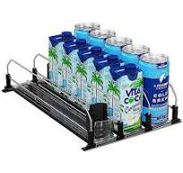 Puricon Drink Organizer for Fridge Pusher Glide, Spring Loaded Fridge Drink Dispenser, Self Pushing Soda Can Organizer for Refrigerator, Beer Bottle ...