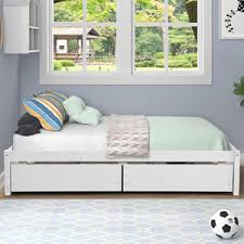 This literary pick is crafted from manufactured wood and exhibits clean lines that effortlessly pair. Amazon Com Twin Platform Bed Frame With Storage Drawers Solid Pine Wood Daybed For Kids Teen Easy Assembly White Furniture Decor