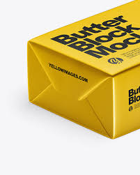 Metallic Butter Block Mockup In Packaging Mockups On Yellow Images Object Mockups