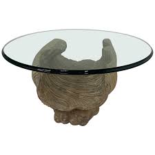 Low glass top round coffee table. Glass Top Wood Base Coffee Tables 13 For Sale On 1stdibs