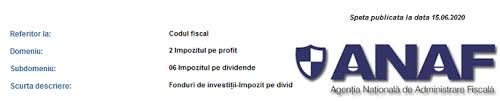 Impozitul pe profit este o taxa. Fonduri De InvestiÈ›ii Impozit Pe Dividende SpeÈ›Äƒ OficialÄƒ Anaf 15 06 2020 Cabinetexpert Ro Blog Contabilitate