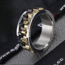 Mens Wedding Ring Black Chain Spinner Mens Promise By Miajewelery Rings For Men Gear Ring Black Rings
