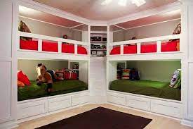 When designing your children's room, examine some tips and ideas for bunk beds. 4 Beds In A Corner With Storage Bunk Beds Built In Built In Bunks Bunk Bed Rooms