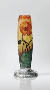 Daum Vase Coquelicot 1900 Coquelicot A Cameo Glass Vase With Wheel Carved Detail On Engraved Silver Base De Forme Cylindrique En Ceramica Lampadari Vasi