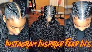 Two Feed In Braids With Curly Ends Video Https Blackhairinformation Com Video Gallery Two Feed In Braids Hairstyles Feed In Braids Ponytail Feed In Braid