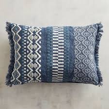 Black And White Lumbar Pillow With Tassels Textured Woven Blue Lumbar Pillow With Fringe Pier 1 Imports Embellished Pillows Blue Throw Pillows Throw Pillows