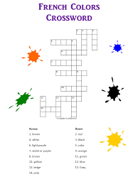 French Crossword Colors Puzzles To Print French Colors French Flashcards Learning French For Kids