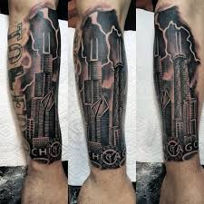 20 Chicago Skyline Tattoo Designs For Men Urban Center Ink Chicago skyline tattoo chicago tattoo skyline art chicago art framed art prints canvas prints acrylic box clear acrylic sleeve tattoos. 20 chicago skyline tattoo designs for