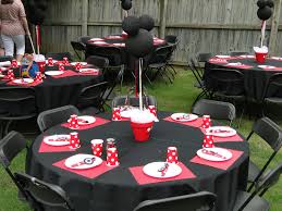 Mickey Mouse Table Settings Centerpieces Made From Terra Cotta Pots And Styrofoam Ball Mickey Mouse Birthday Decorations Mickey Birthday Party Mickey Birthday