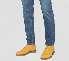 Desert Boots Jaune En Cuir Velours Jaune Moutarde
