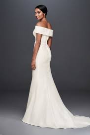 Off The Shoulder Mikado Trumpet Wedding Dress David S Bridal Classic Wedding Dress Trumpet Wedding Dress Bridal Wedding Dresses