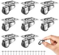 Sibba 8 Stück Kleine Möbelrollen Lenkrollen 360 Grad Mini Räder Lenkrollen  Klein Drehbar Rollenrad aus Gummi Transportrollen Universalrad Universal ...